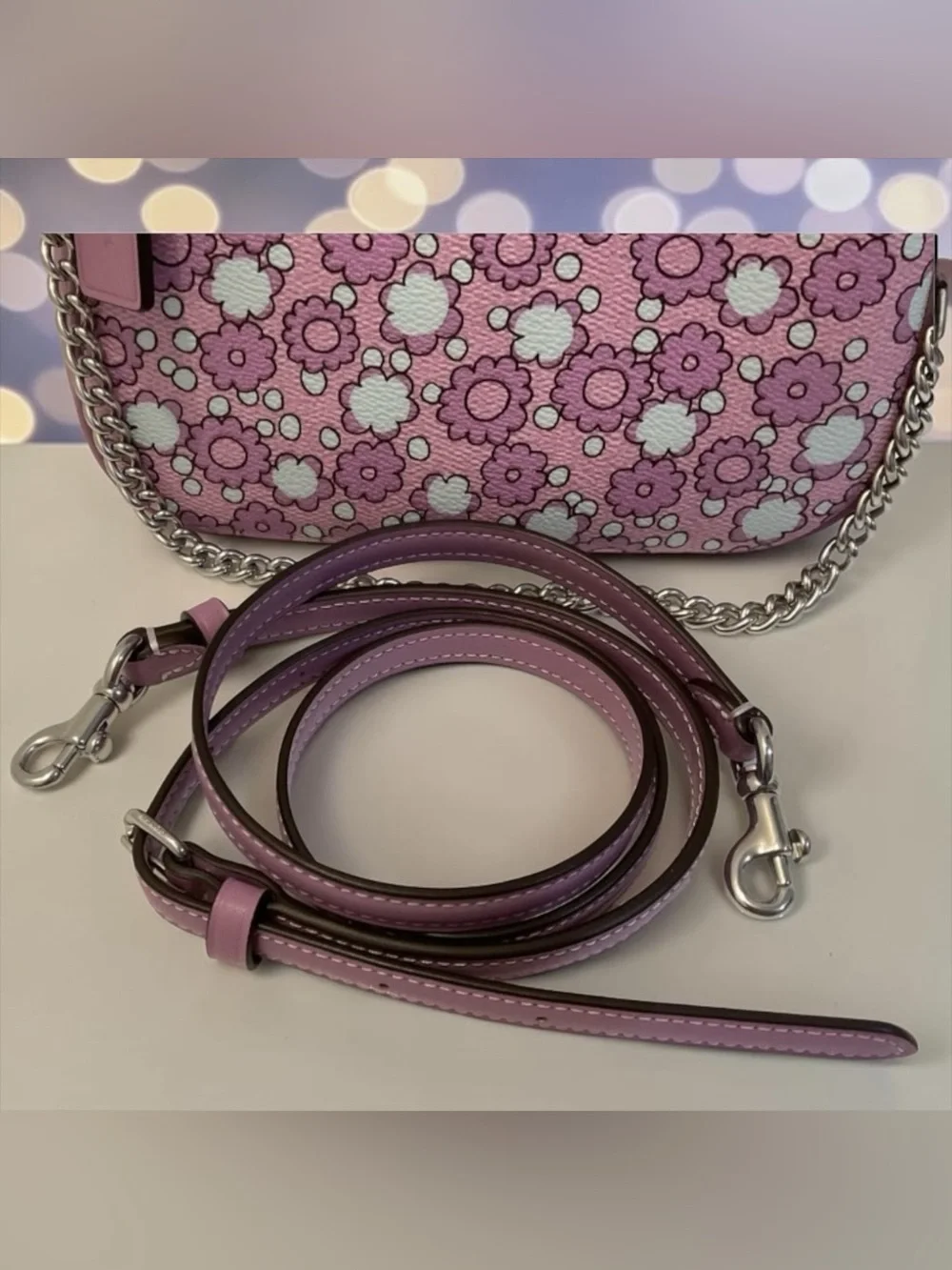 Coach NWT - Pink & White Floral Chain Shoulder Bag - Picture 7 of 7